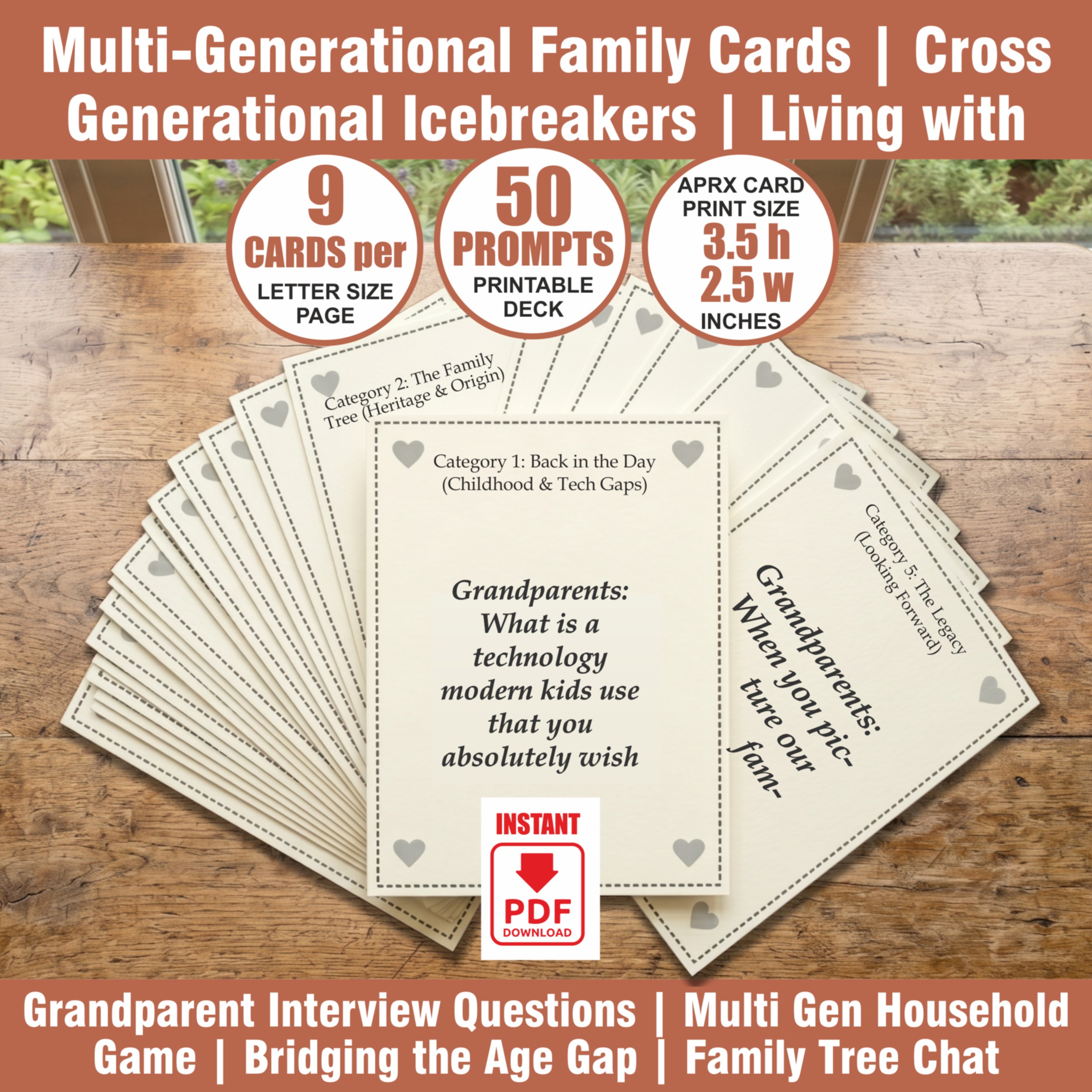 Multi-Generational Family Cards | Cross Generational Icebreakers | Living with Grandparents